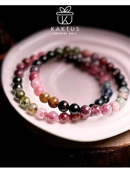 watermelon tourmaline crystal bracelet malaysia ready stock
