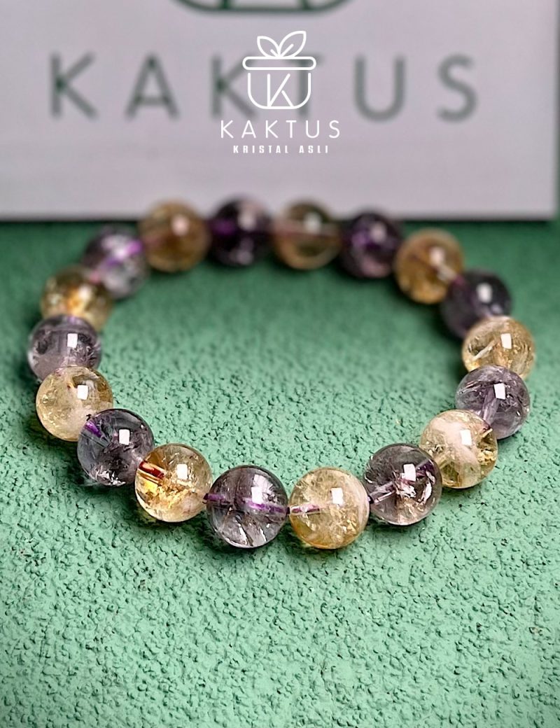 Yellow Purple Azeztulite Crystal Bracelet - Image 5