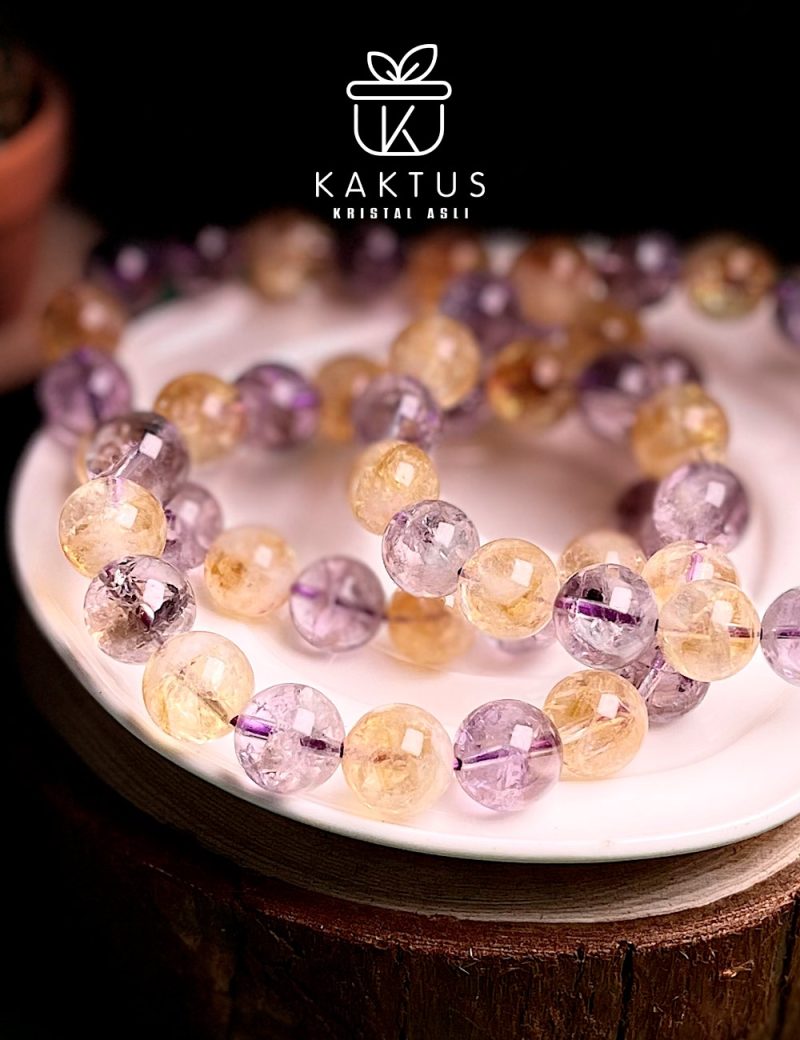 Yellow Purple Azeztulite Crystal Bracelet - Image 4