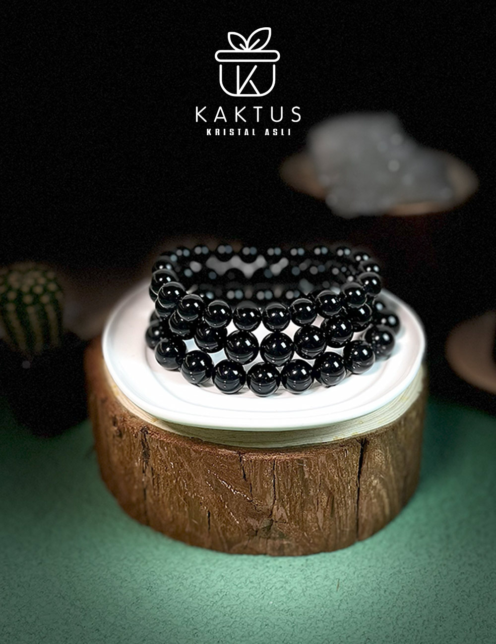 Kaktus Black Tourmaline Bracelet Ready Stock. Shipment from Malaysia.