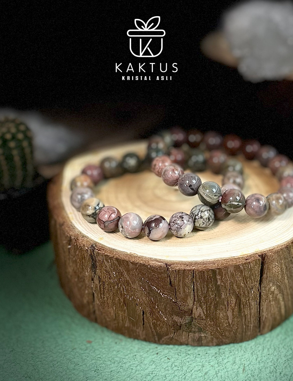 Alashan Agate bracelet 阿拉善玛瑙手串 KAKTUS CRYSTAL