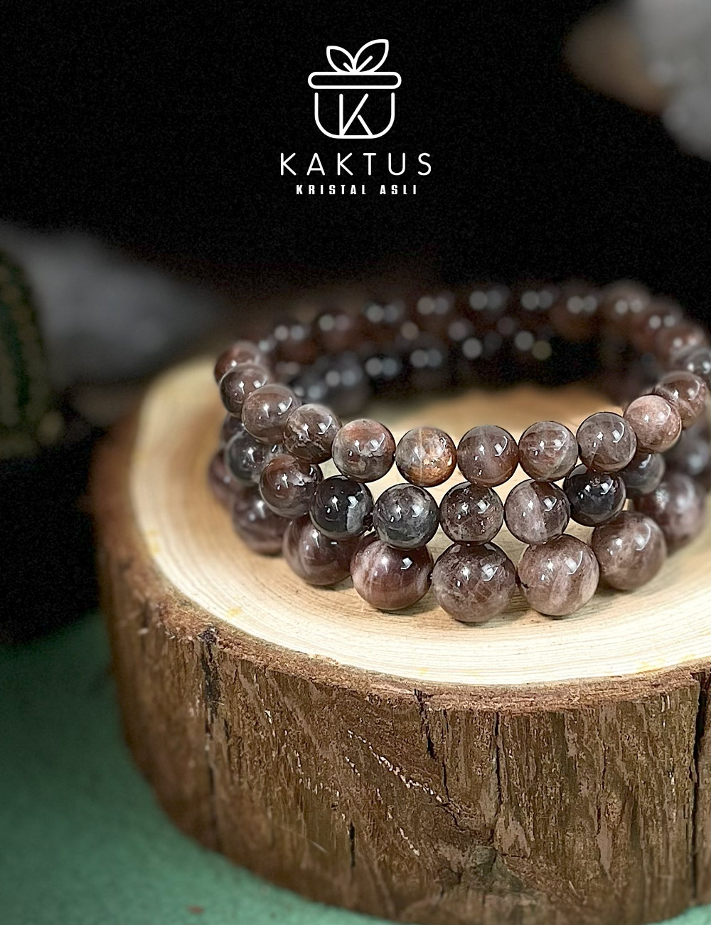 Black sunstone bracelet by Kaktus Crystal Store - Malaysia Crystal Shop