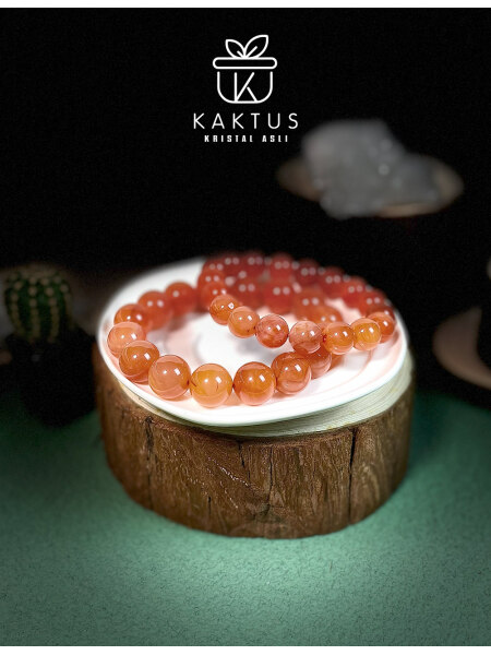 Orange Red Agate Bracelet 橙红玛瑙手链-人缘石 Kaktus Malaysia Crystal Shop