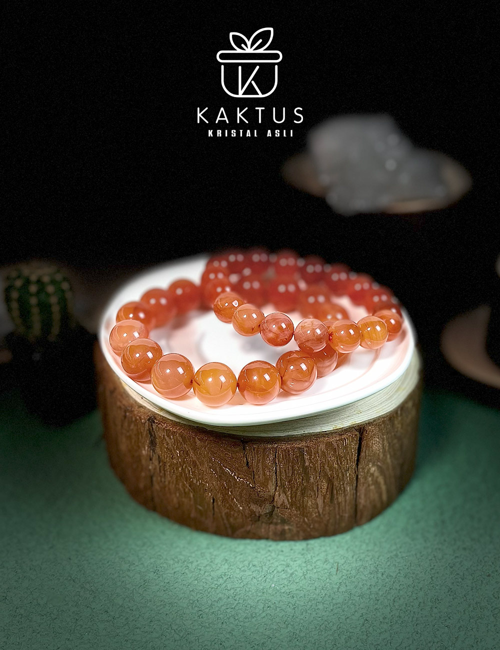 Orange Red Agate Bracelet 橙红玛瑙手链-人缘石 Kaktus Malaysia Crystal Shop