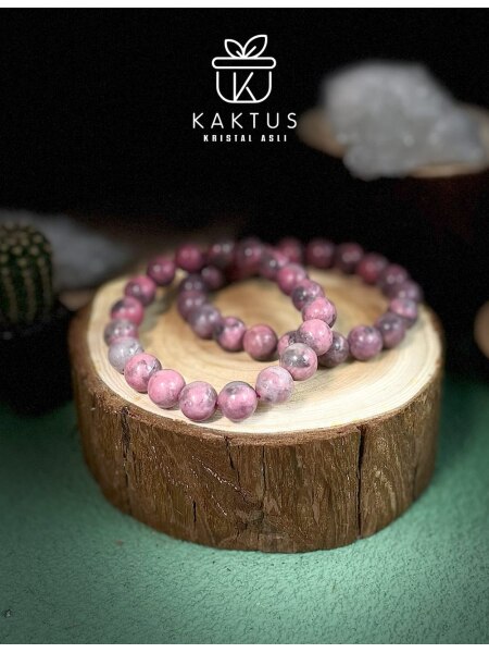 蔷薇辉石手链 Shop natural rhodonite crystal bracelet with kaktus crystal store in Kepong KL Malaysia for hassle free experience.