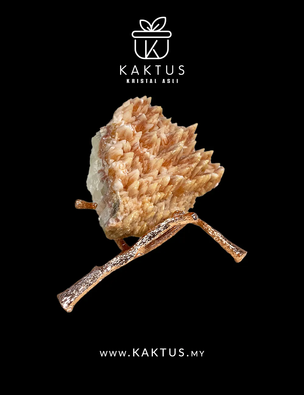 Natural coral calcite in pink and orange tones with unique layered patterns