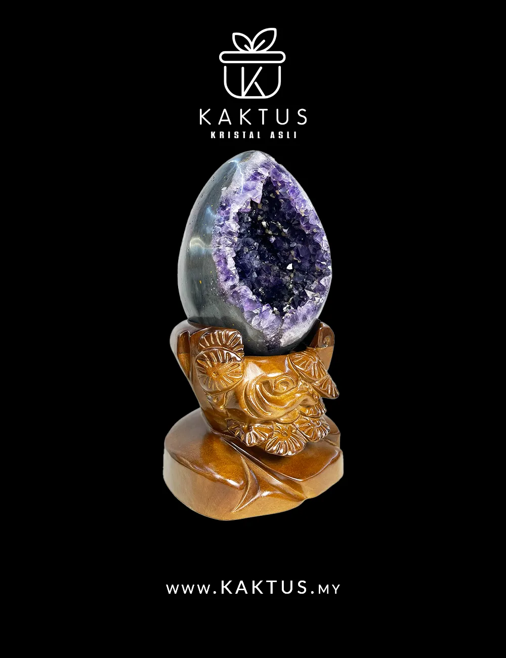 Polished Amethyst Dragon Egg Geode Showing Rich Violet Crystal Cave