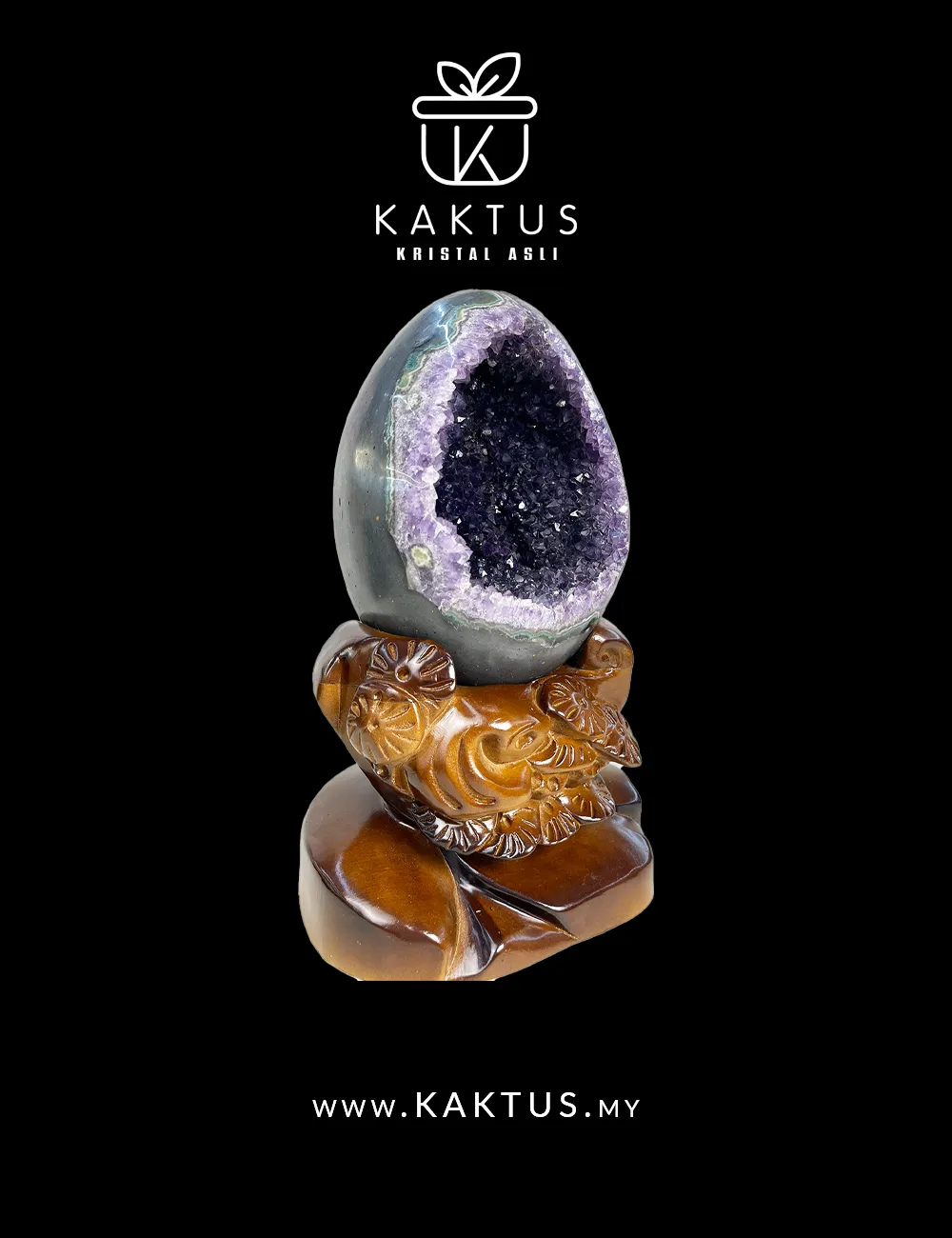 Deep Purple Uruguay Amethyst Dragon Egg with Open Geode Interior