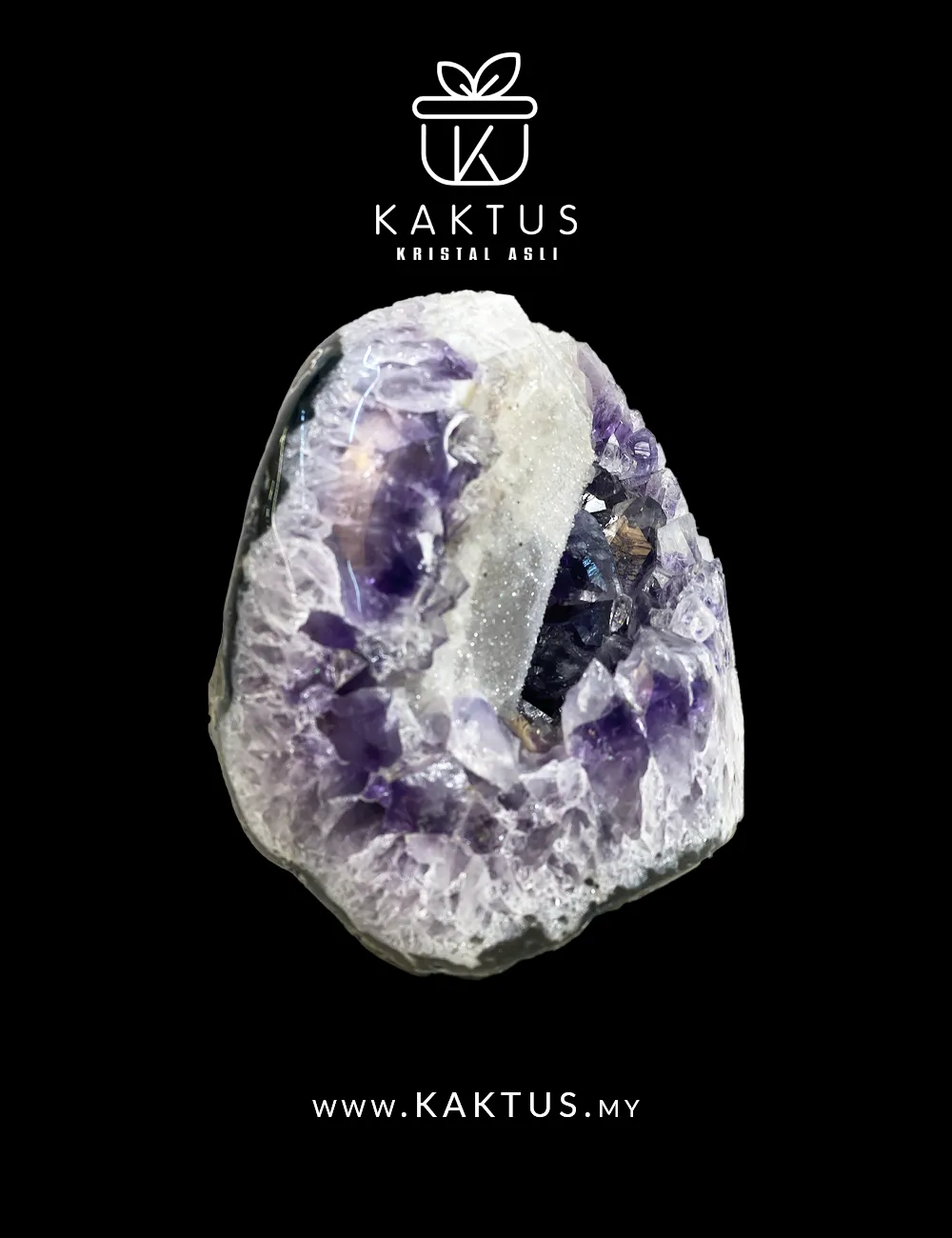 Natural amethyst and calcite combination crystal with contrasting textures and high vibration