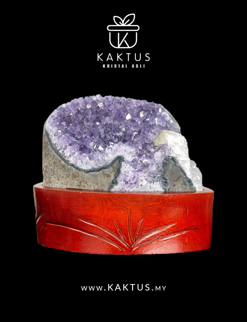 Bright amethyst cluster fused with translucent calcite crystals for enhanced energy balance