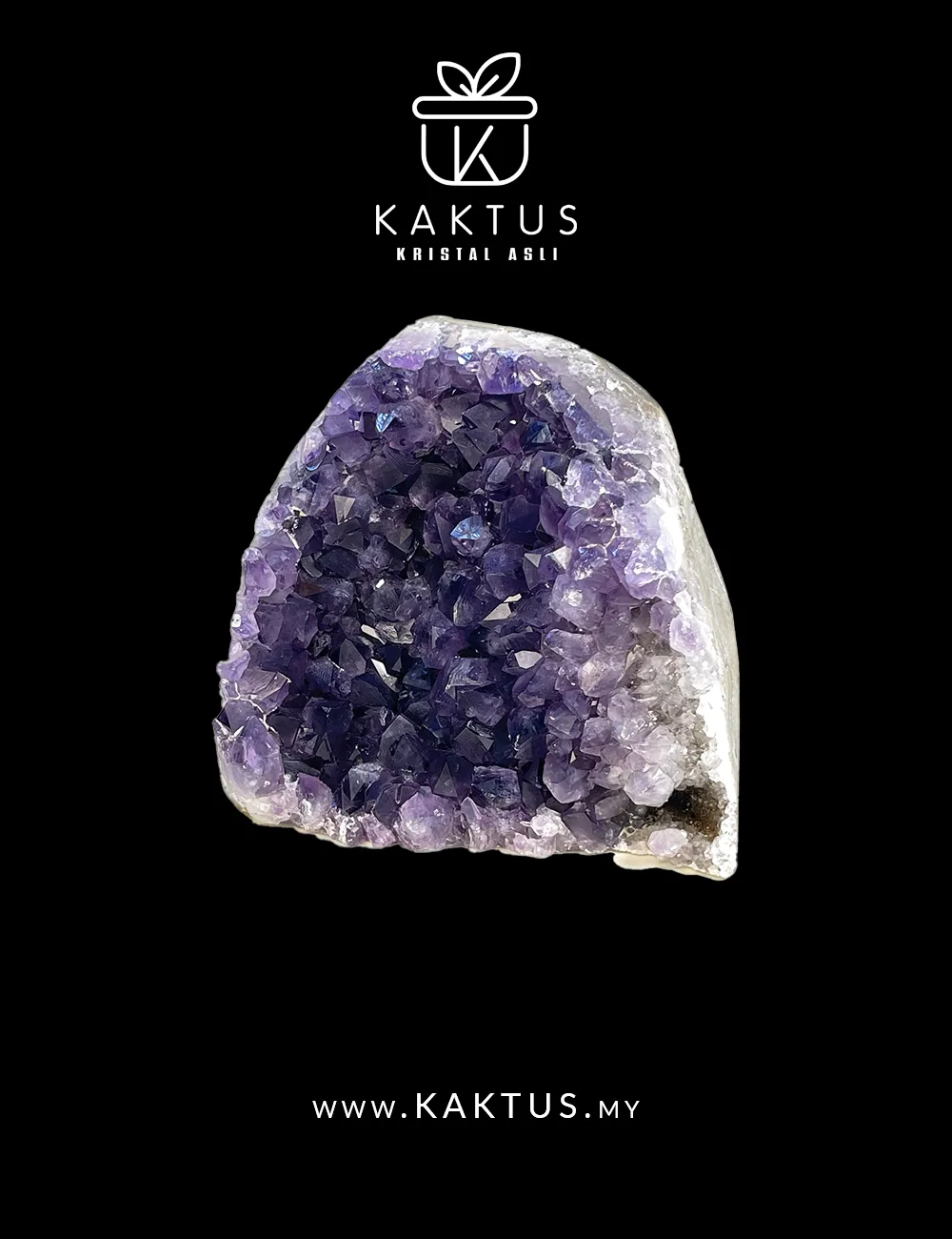 Amethyst crystal cluster featuring golden calcite tips for enhanced energetic harmony