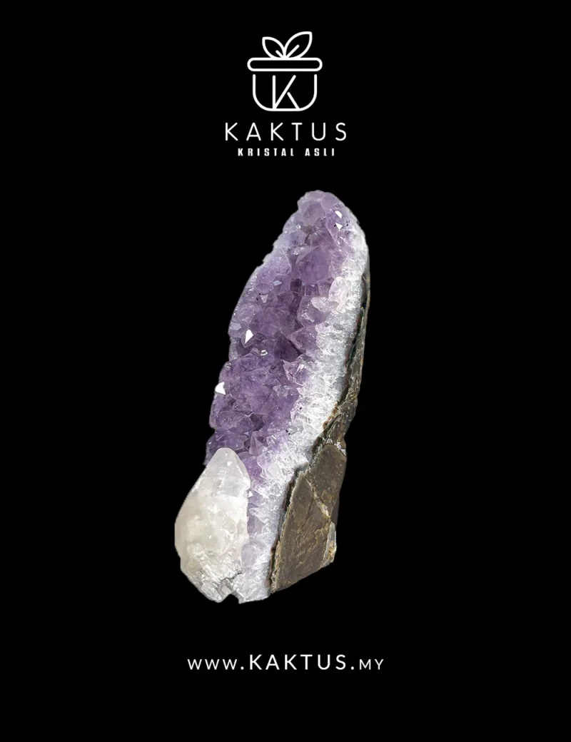 Uruguayan amethyst cluster accented with sharp calcite crystals for balanced energy amplification