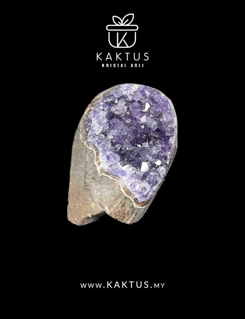 Amethyst crystal cluster with bright calcite accents creating a striking mineral contrast