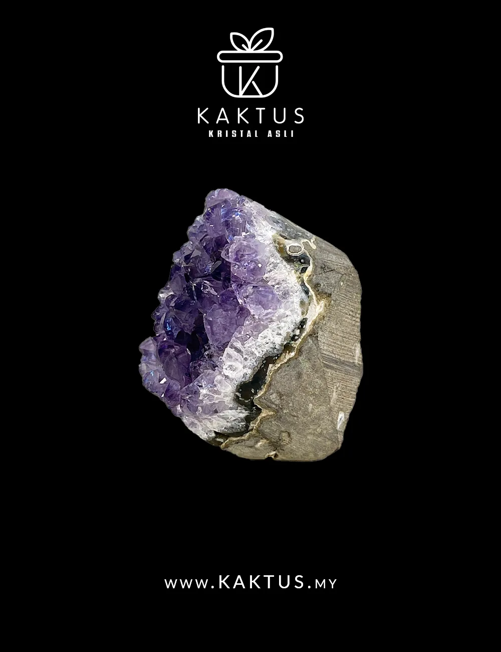 Polished amethyst cluster featuring layered calcite points for a striking mineral contrast