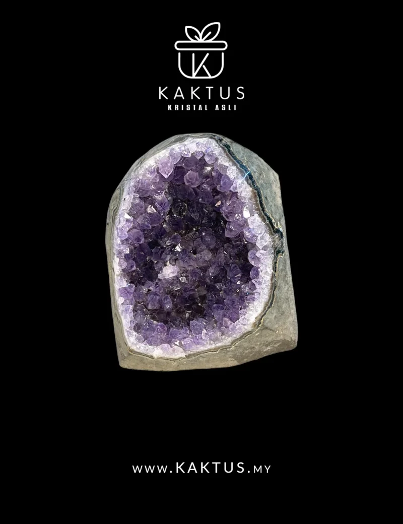 Natural amethyst cluster enhanced by creamy calcite crystals