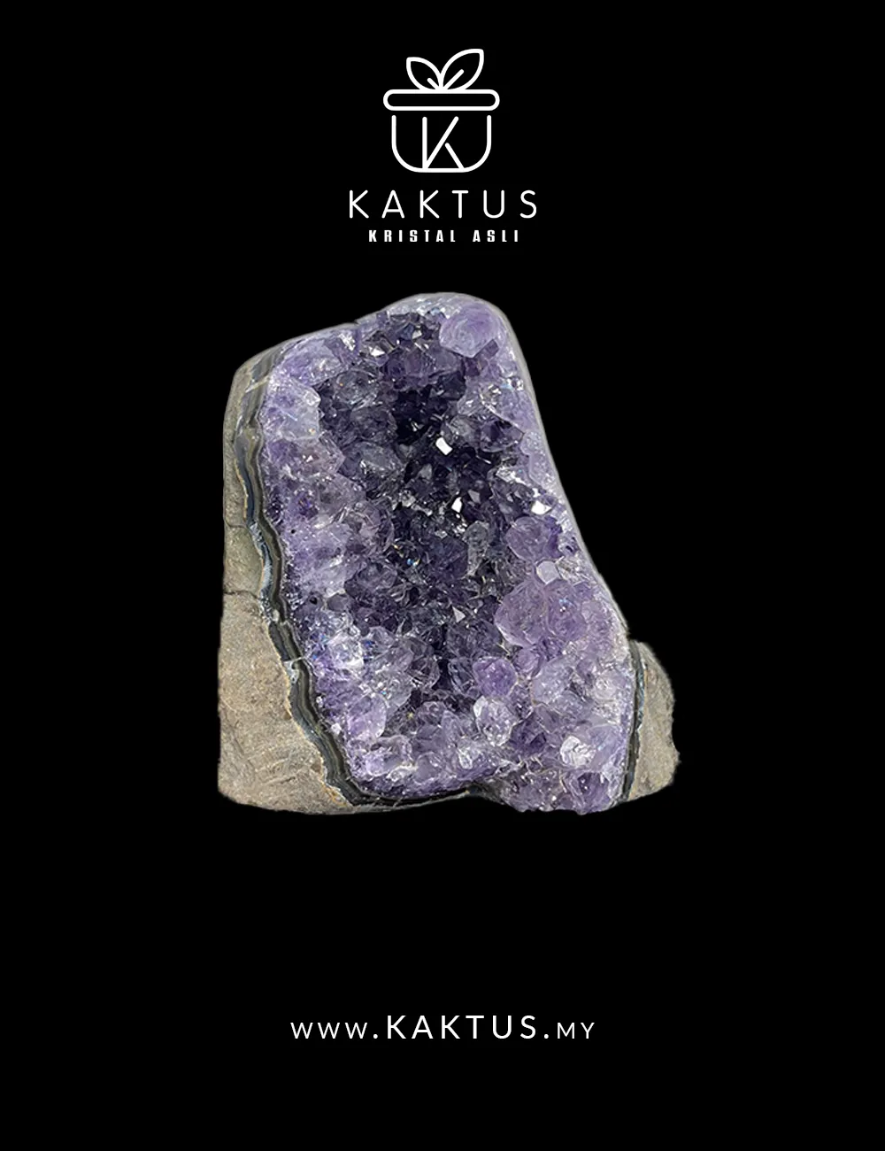 Deep purple amethyst crystal paired with creamy calcite formations for dual energy healing
