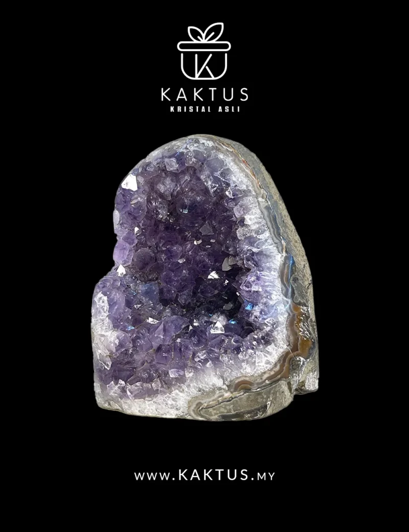 Amethyst geode accented with golden-hued Calcite crystals