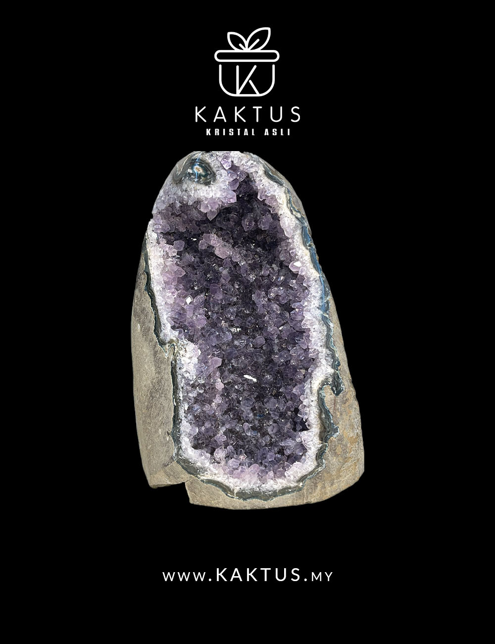 Raw Amethyst Formation Paired with White Calcite Points