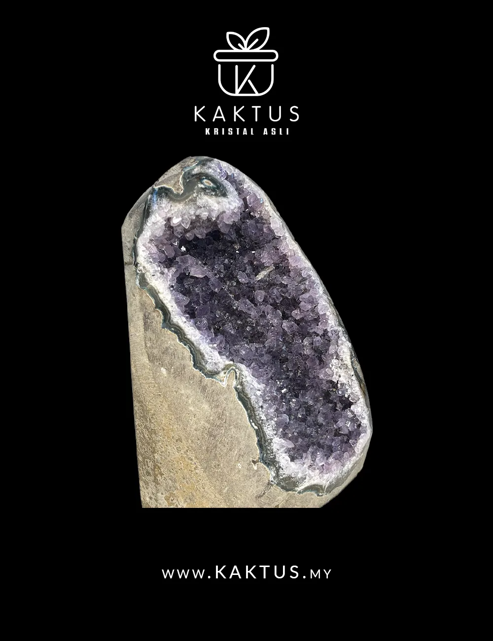 Polished Amethyst Cluster Featuring Natural Calcite Crystals