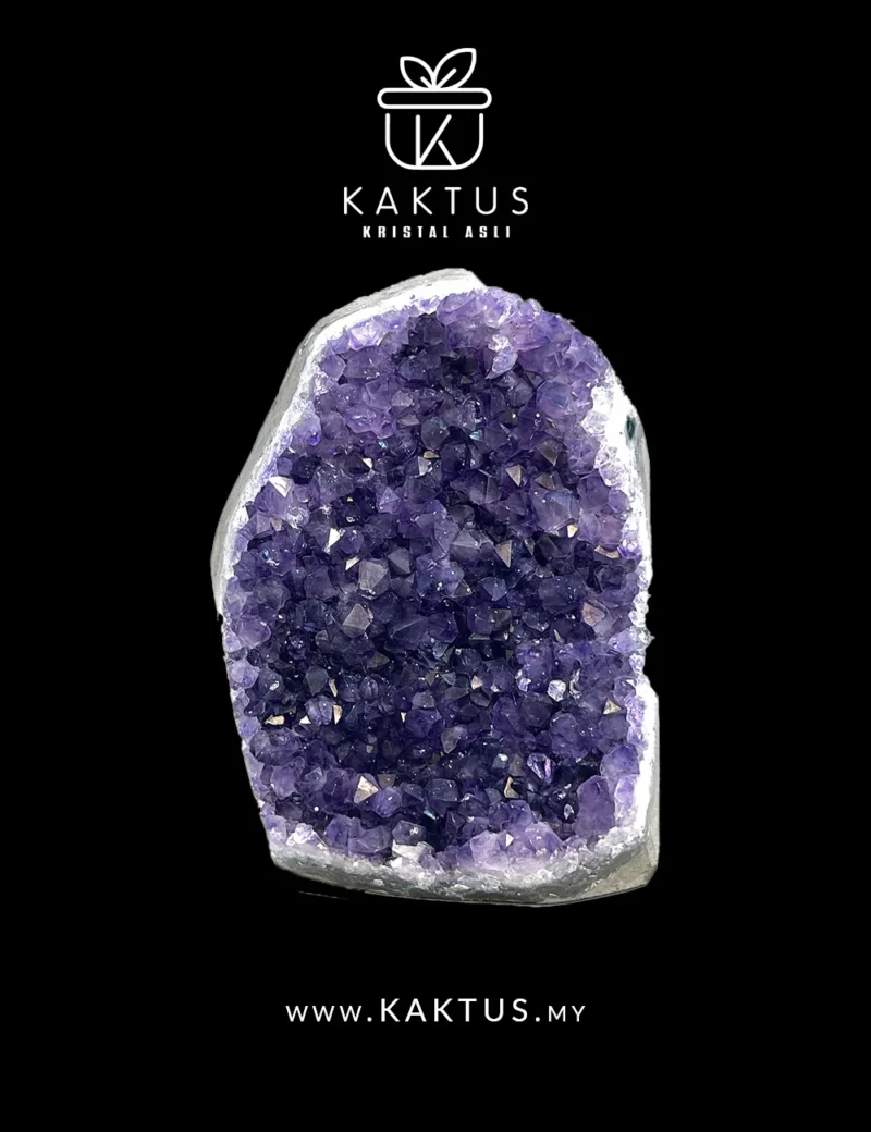 Amethyst crystal cluster featuring translucent calcite growths for amplified cleansing energy