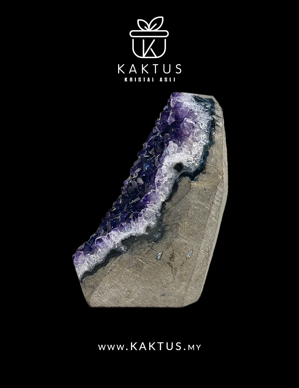 Raw amethyst specimen with prominent calcite crystals showcasing natural mineral contrast