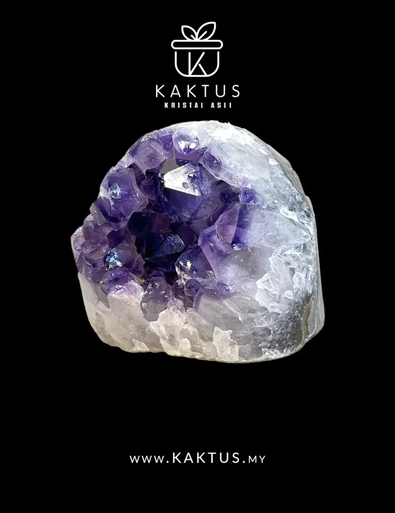 Amethyst point cluster with creamy calcite blades enhancing dual crystal energy