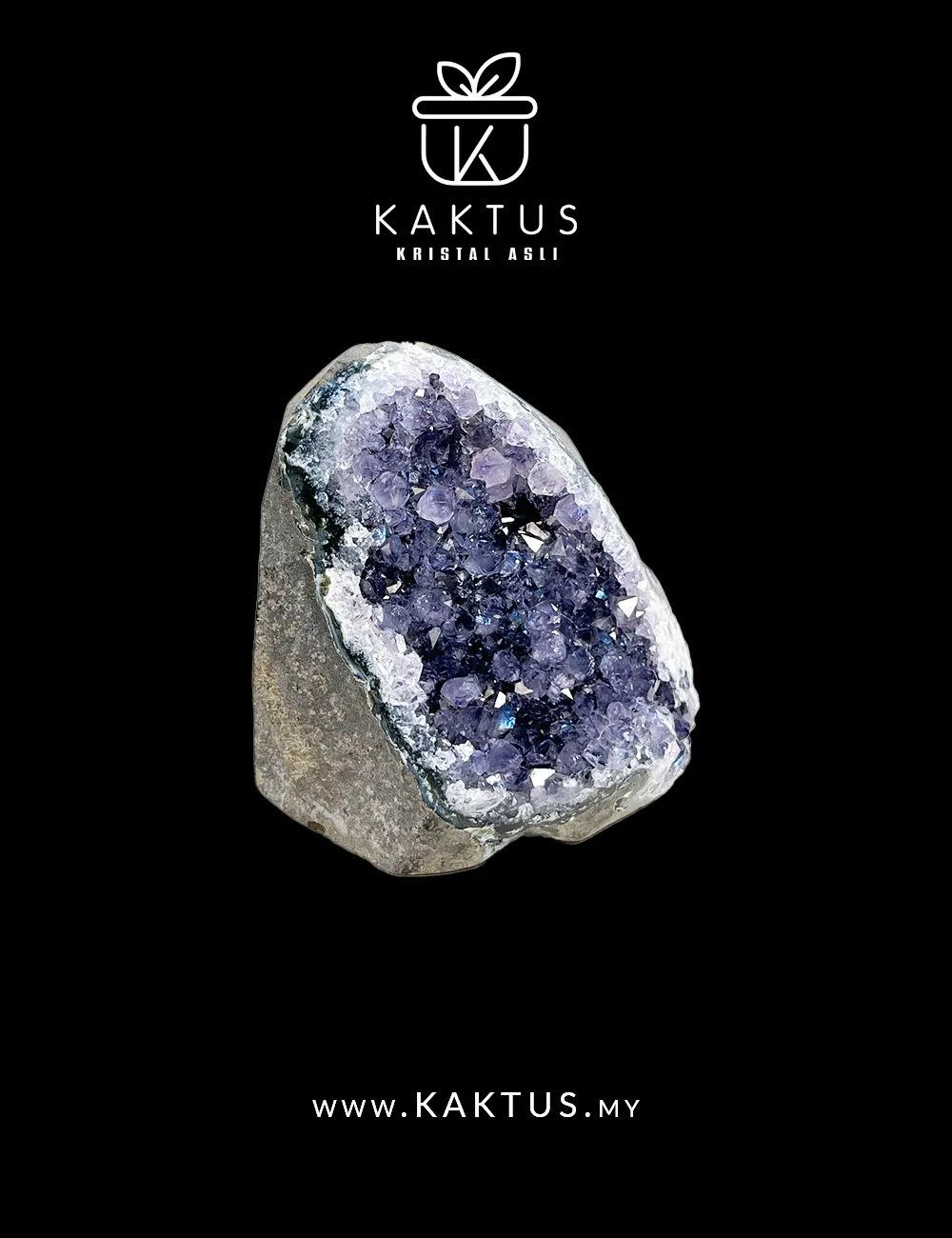 Raw amethyst geode featuring layered calcite formations for enhanced contrast and healing energy