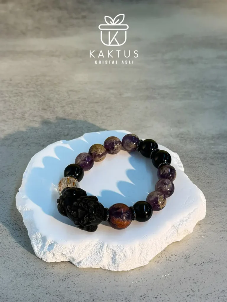 Obsidian Crown crystal bracelet for Root and Third Eye Chakra alignment