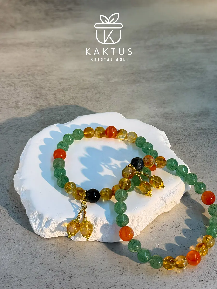 Golden Key crystal bracelet worn on wrist for confidence and prosperity energy