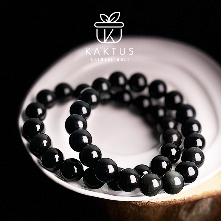 Black Obsidian Crystal Bracelet for Protection and Grounding